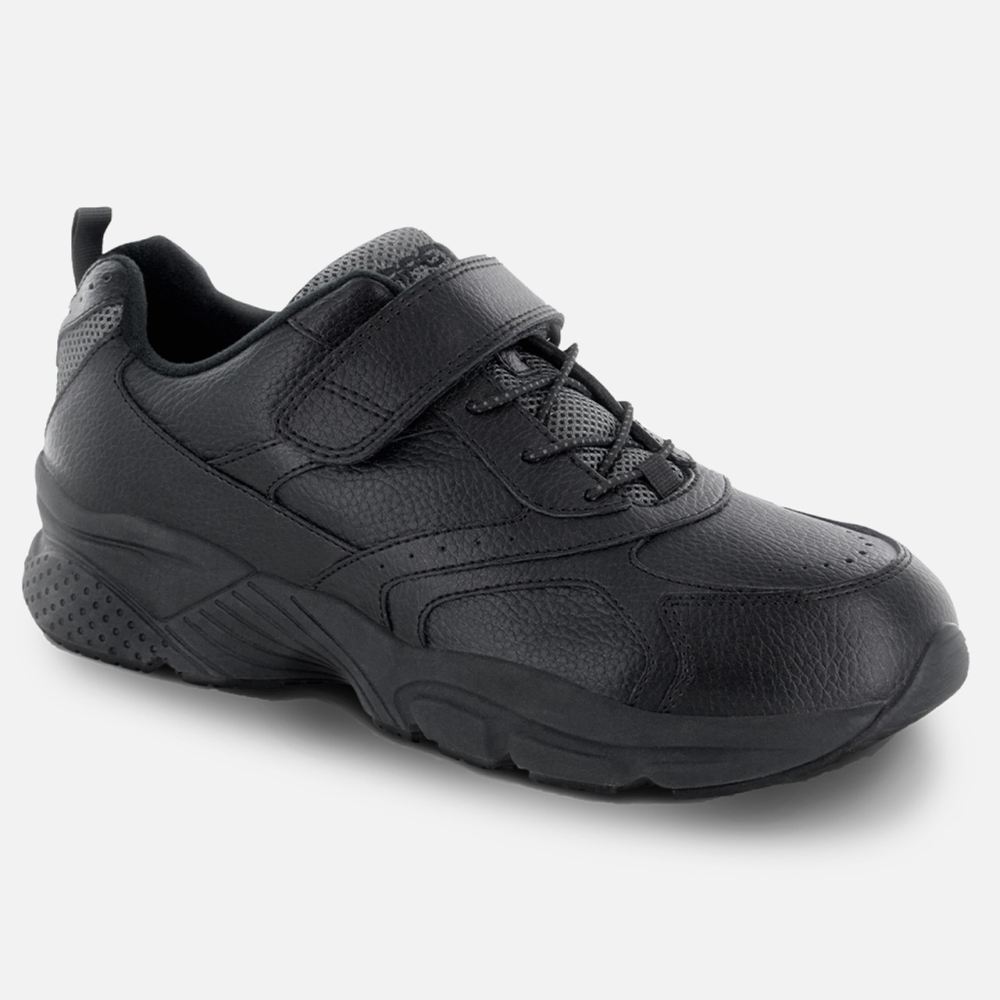 Apex Men's Active Athletic Strap Walking Shoe- Black